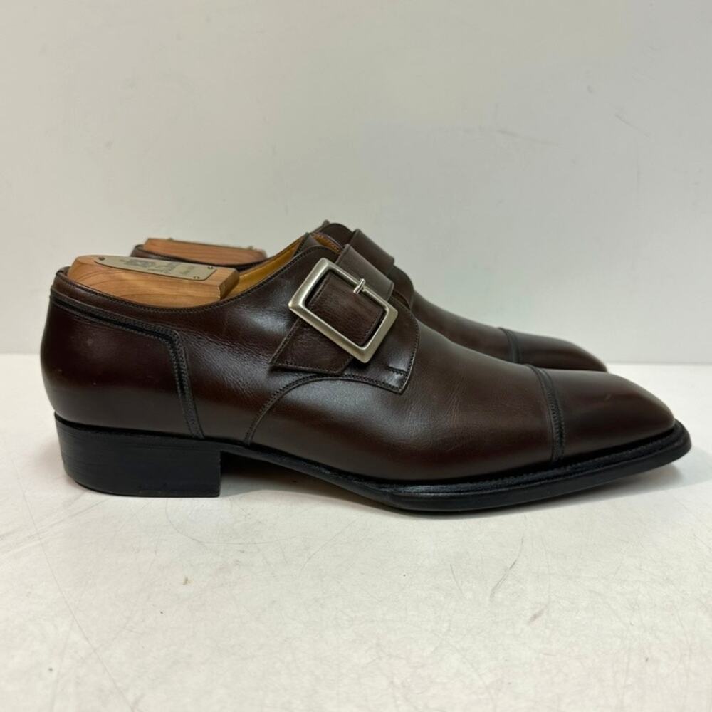 EUC J.M. Weston Beauborg Single Monk Strap Cap Toe Derby France UK 6.5 US 7.5